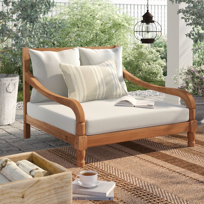 Wiest Chaise Lounge with Cushion, Color: Teak Brown/ Brown, #6181