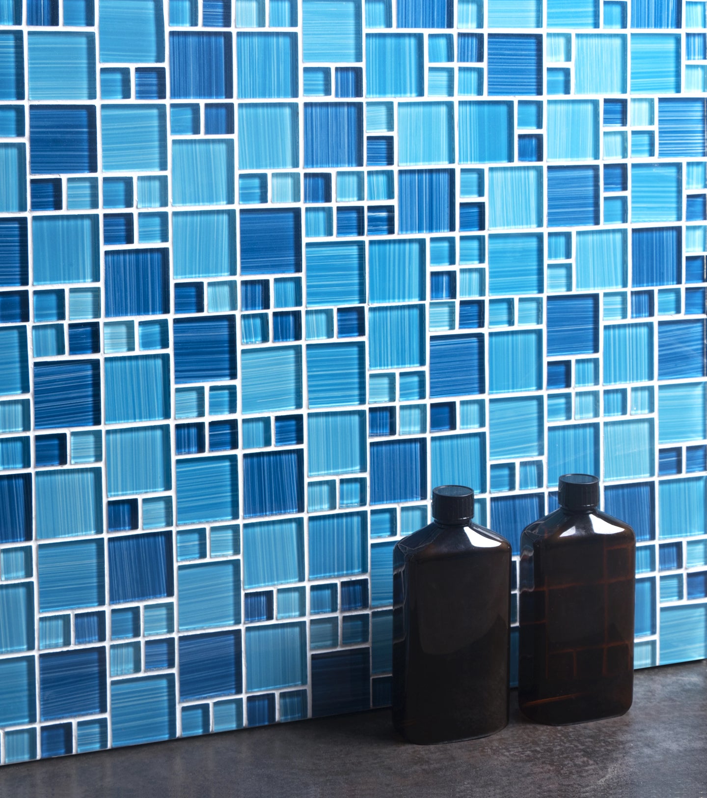 Swimming Pool Series Random Size Glass Mosaic Tile - Beachside Blue, 10 sq. ft., 2 boxes