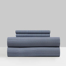 Load image into Gallery viewer, King Navy Walfried Striped Microfiber Sheet Set
