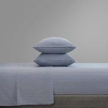 Load image into Gallery viewer, King Navy Walfried Striped Microfiber Sheet Set
