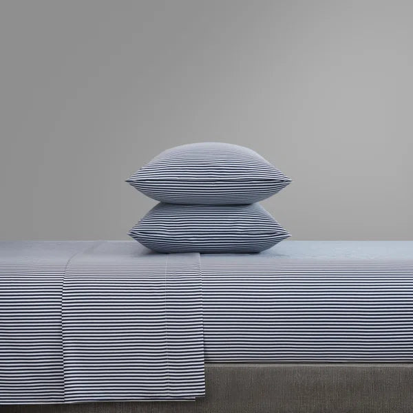 King Navy Walfried Striped Microfiber Sheet Set