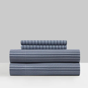 King Navy Walfried Striped Microfiber Sheet Set