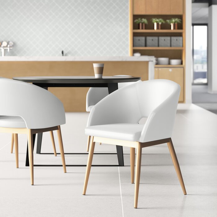 Walton Leather Guest Chair, Color Snow Finish: Brass #925HW