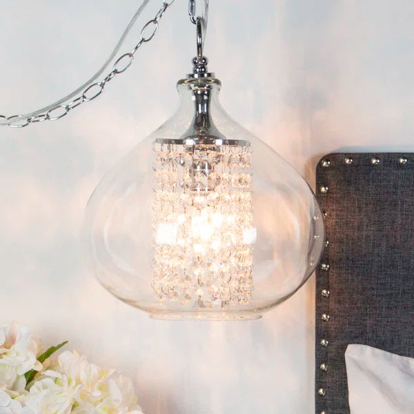 Warleigh 1 - Light Unique/Statement Teardrop Pendant with Crystal Accents