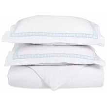 Load image into Gallery viewer, Full / Queen Duvet Cover + 2 Shams White/Blue Warrenville Microfiber Modern &amp; Contemporary Duvet Cover Set
