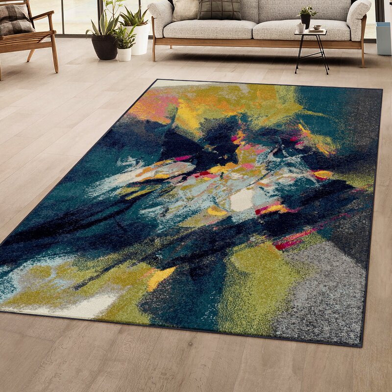 Wasser Abstract Navy Area Rug MRM2908