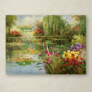 24" H x 32" W x 2" D Water Lilies by Victor Giton - Painting on Canvas