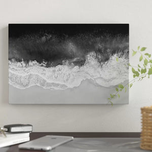 12" H x 18" W x 0.75" D Waves In Black And White by Maggie Olsen - Wrapped Canvas Gallery-Wrapped Canvas Giclée