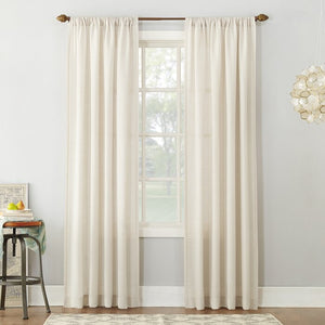 Linen Blend Textured Semi-Sheer Rod Pocket Curtain Panel (Set of 6)
