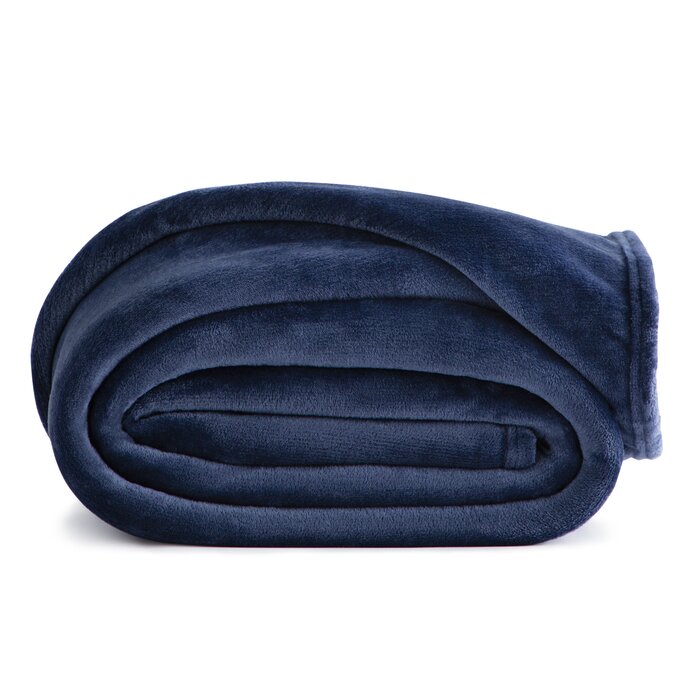 Wayfair Basics Navy Fleece Throw Blanket (1332ND)