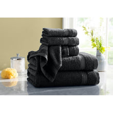 Load image into Gallery viewer, Black Wayfair Basics Quick Dry 6 Piece 100% Cotton Towel Set (ND185)
