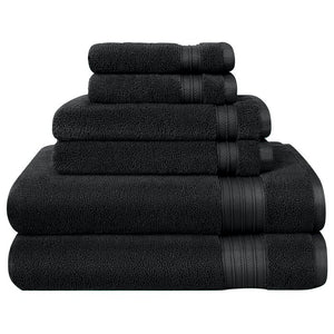 Black Wayfair Basics Quick Dry 6 Piece 100% Cotton Towel Set (ND185)