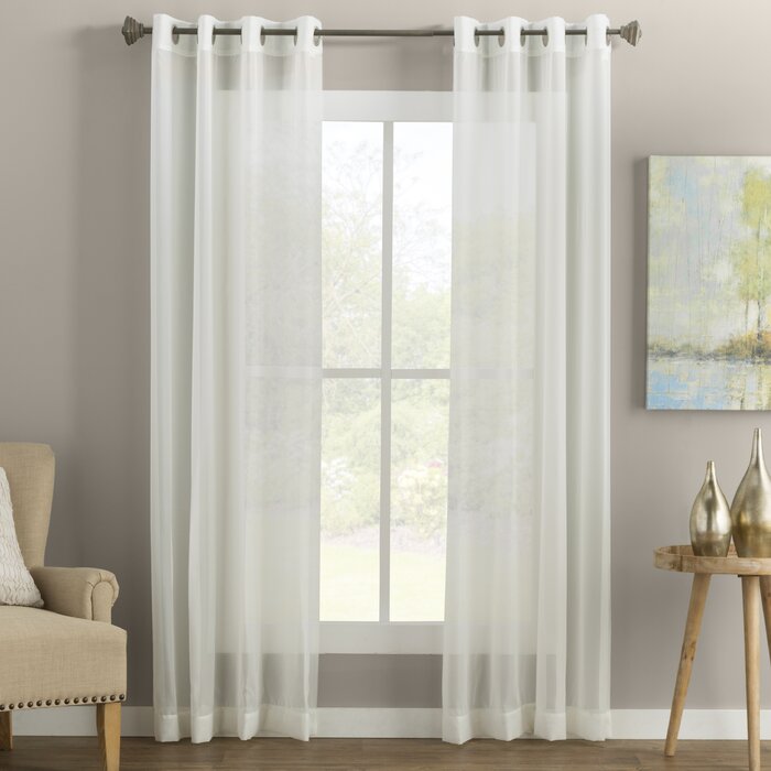 Wayfair Basics Solid Sheer Grommet Curtains - Set of 2 (DC252)