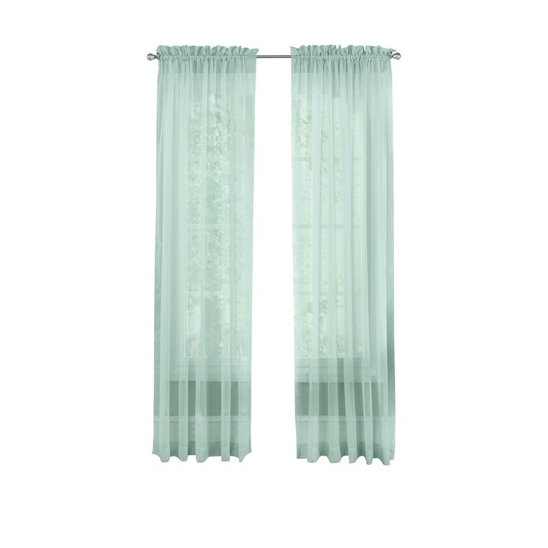 Wayfair Basics Solid Sheer Rod Pocket Curtain Panels (Set of 2)
