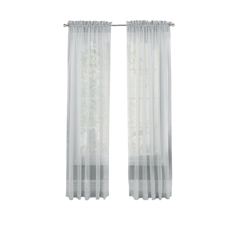 Wayfair Basics Solid Sheer Rod Pocket Curtain Panels (Set of 4) 6393RR-GL