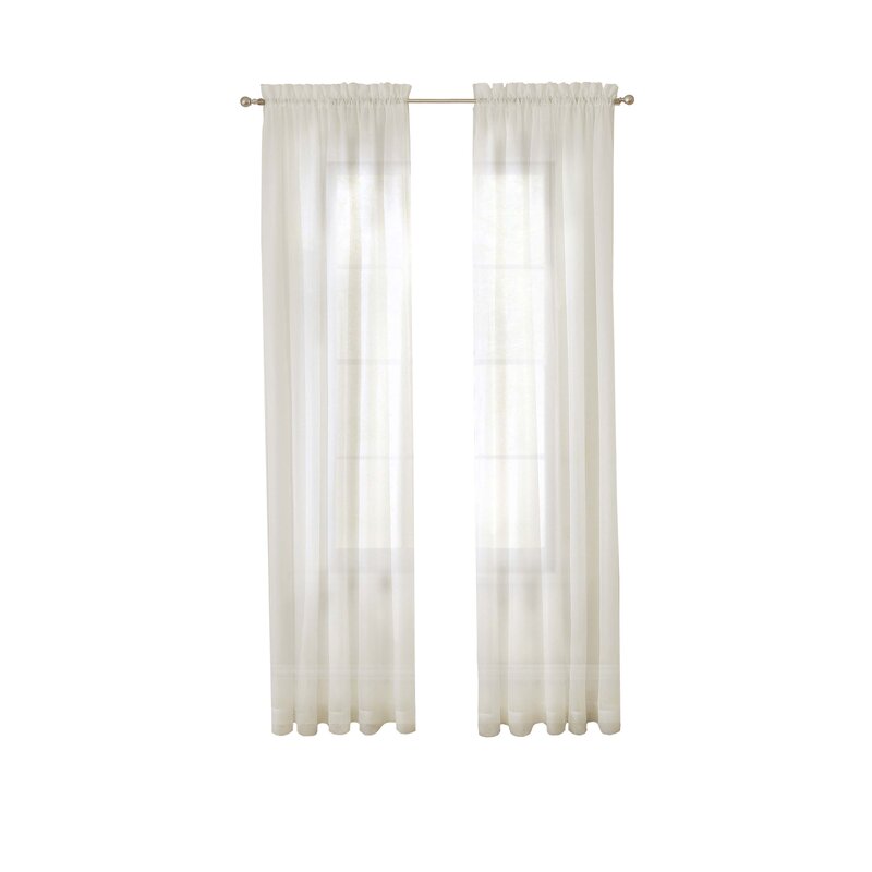 Wayfair Basics Solid Sheer Rod Pocket Curtain Panels (Set of 4) 6236RR/GL
