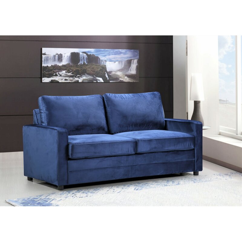 Waylan 70'' Velvet Square Arm Sofa Bed