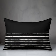 Load image into Gallery viewer, Black/White Weare Sketch Stripes Lumbar Pillow B52  129 ps
