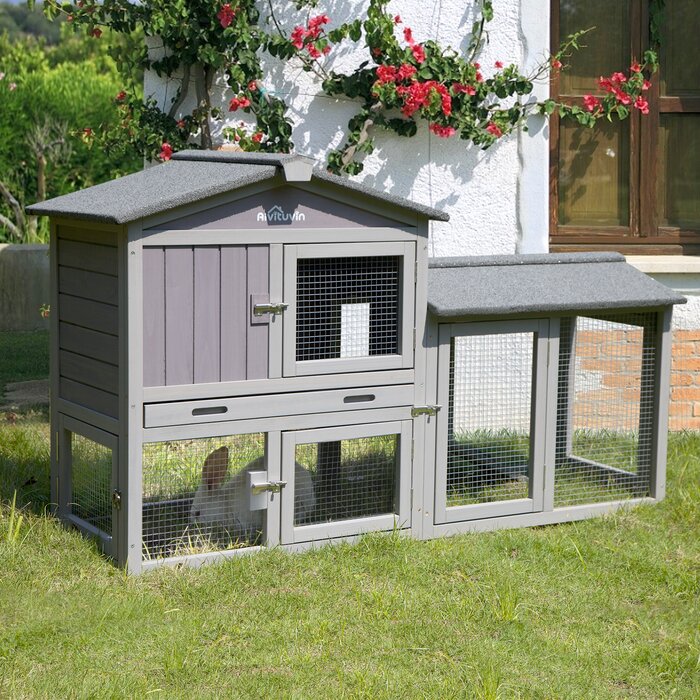 34'' H x 58'' W x 21'' D Weather Resistant Hutch with Ramp
