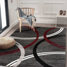 Load image into Gallery viewer, Weekes Abstract Machine Woven Area Rug in Burgundy/Gray/Black/Ivory 3&#39;3&quot; x 5
