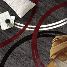 Load image into Gallery viewer, Weekes Abstract Machine Woven Area Rug in Burgundy/Gray/Black/Ivory 3&#39;3&quot; x 5
