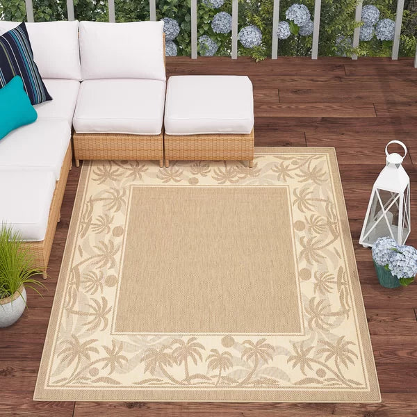 Wegener Floral Indoor / Outdoor Area Rug in Beige 2'3