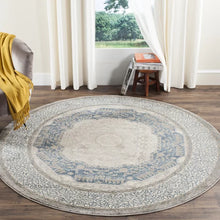 Load image into Gallery viewer, Weigle Oriental Area Rug in Light Gray / Blue 9&#39; round
