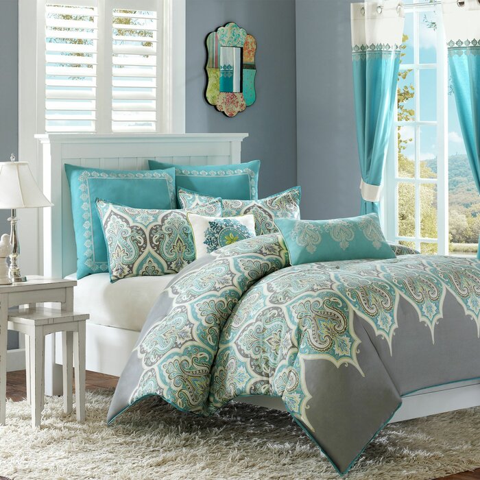 California King Teal West Broadway Comforter Set (SB1721)