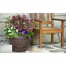 Load image into Gallery viewer, 13&quot; H x 22.2&quot; W x 22.2&quot; D Kentucky Walnut Westcott Resin Barrel Planter
