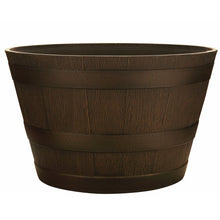 Load image into Gallery viewer, 13&quot; H x 22.2&quot; W x 22.2&quot; D Kentucky Walnut Westcott Resin Barrel Planter
