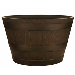 13" H x 22.2" W x 22.2" D Kentucky Walnut Westcott Resin Barrel Planter