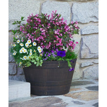 Load image into Gallery viewer, 13&quot; H x 22.2&quot; W x 22.2&quot; D Kentucky Walnut Westcott Resin Barrel Planter
