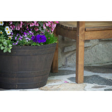 Load image into Gallery viewer, 13&quot; H x 22.2&quot; W x 22.2&quot; D Kentucky Walnut Westcott Resin Barrel Planter
