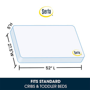 Standard Crib/Toddler White Whimsical 5" Crib and Toddler Bed Mattress, #6230