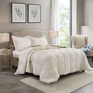 Queen Comforter + 2 Standard Shams Camel Whinney Pre-washed Microfiber Reversible 3 Piece Comforter Set