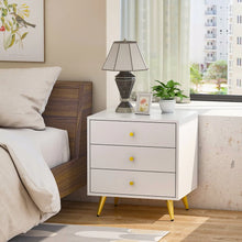 Load image into Gallery viewer, White Nightstands Bedside Table End Table Gold Metal Legs 1 Pcs）
