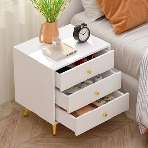 White Nightstands Bedside Table End Table Gold Metal Legs 1 Pcs）