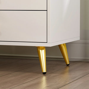 White Nightstands Bedside Table End Table Gold Metal Legs 1 Pcs）