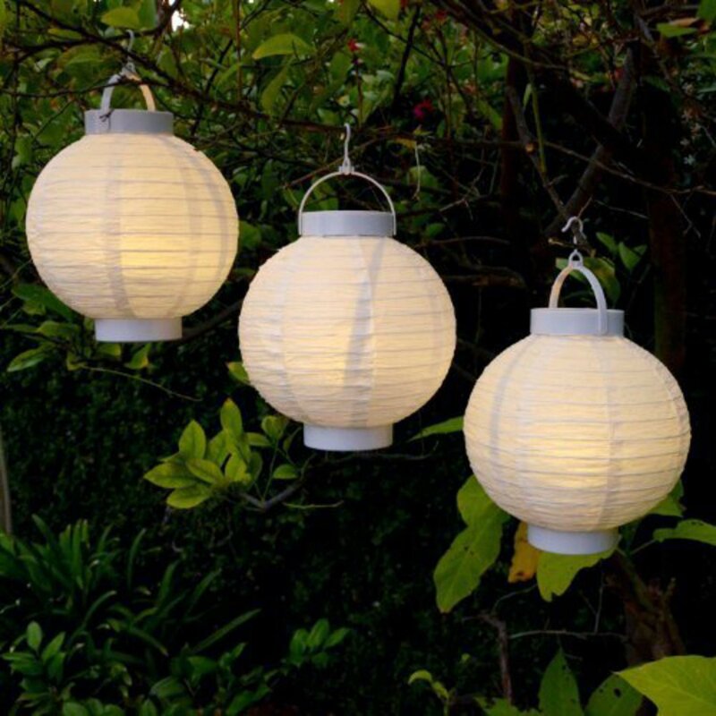 White 1 -Bulb Battery  Powered Integrated LED Outdoor Hanging Lantern (Set of 4) 5334RR