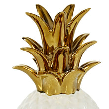 Load image into Gallery viewer, White And Gold Porcelain Pineapple Table Decor Sculpture, 4.5&quot; X 9.5&quot;
