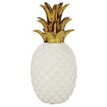 Load image into Gallery viewer, White And Gold Porcelain Pineapple Table Decor Sculpture, 4.5&quot; X 9.5&quot;
