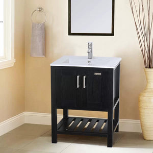 White Ceramic Rectangular Drop-in Bathroom Sink with Faucet and Overflow