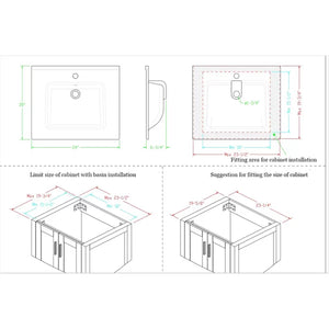 White Ceramic Rectangular Drop-in Bathroom Sink with Faucet and Overflow