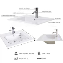 Load image into Gallery viewer, White Ceramic Rectangular Drop-in Bathroom Sink with Faucet and Overflow
