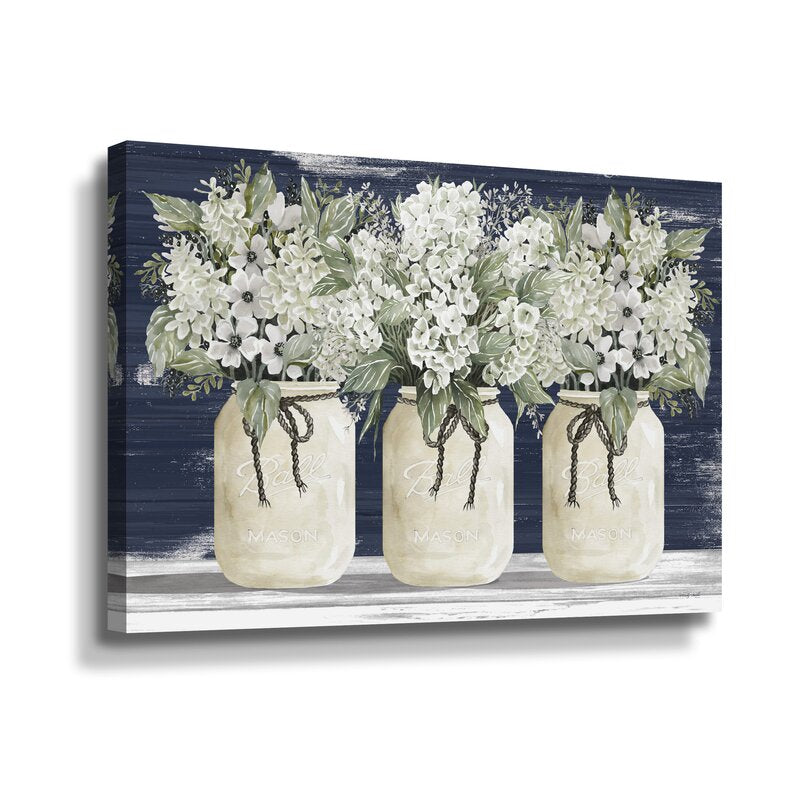 16'' H x 24'' W x 2'' D White Floral Trio by Cindy Jacobs - Print MRM3634