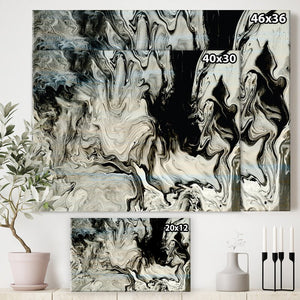 36" H x 46" W x 1.5" D White, Gray And White Hand Painted Marble Acrylic VII - Painting on Canvas OG404