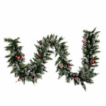 Load image into Gallery viewer, Snow Tipped Pine 9&#39; Christmas Garland with 50 Clear/White Lights #2501HW
