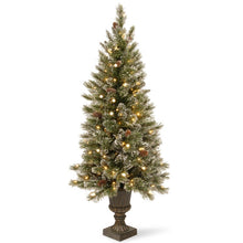 Load image into Gallery viewer, Glittery Bristle Green/White Pine Artificial Christmas Tree with 150 Clear/White Lights 909AH
