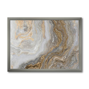 36" H x 46" W x 1.5" D White Marble With Curley Gray And Gold Veins - Wrapped Canvas Painting