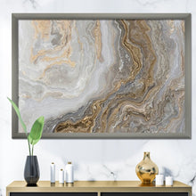 Load image into Gallery viewer, 36&quot; H x 46&quot; W x 1.5&quot; D White Marble With Curley Gray And Gold Veins - Wrapped Canvas Painting
